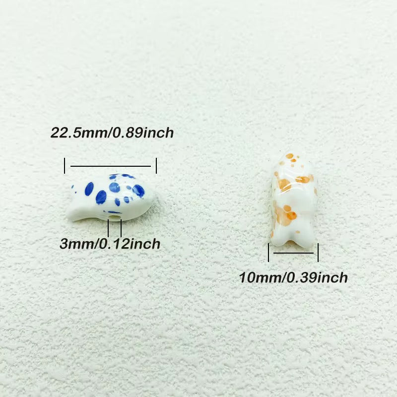 BBB 054 (e) Dark Green Fish porcelain ceramic bead ( 1 pc )