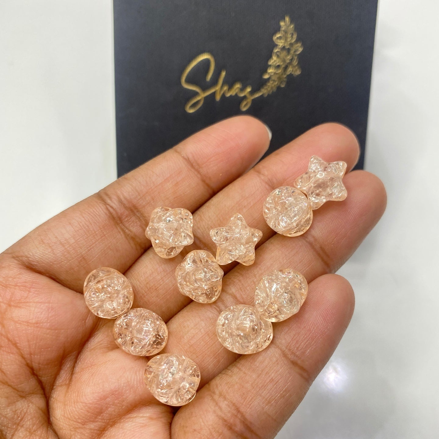 BBB 75 (g) orange star crackle acrylic bead ( 1 pc )