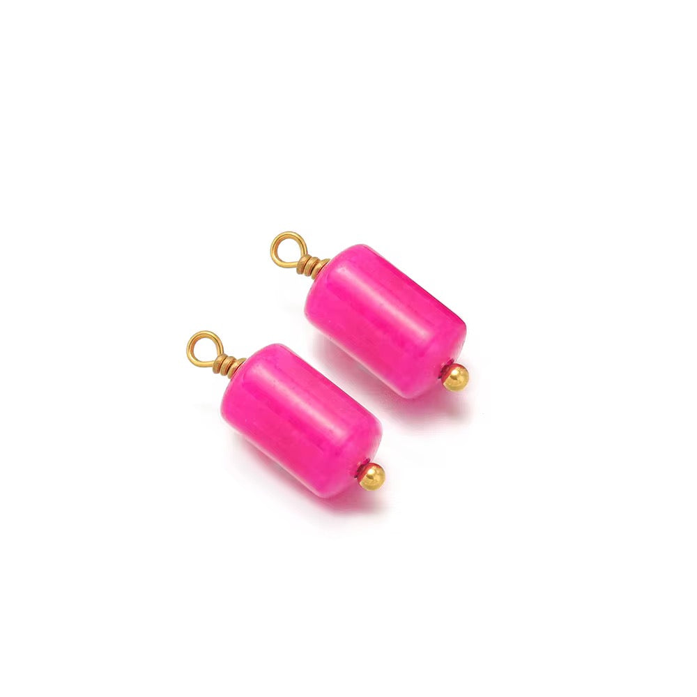 SS 2750 Gemstone Cylinder Pendant 18k Gold plated stainless steel ( 1 pc ) anti tarnish