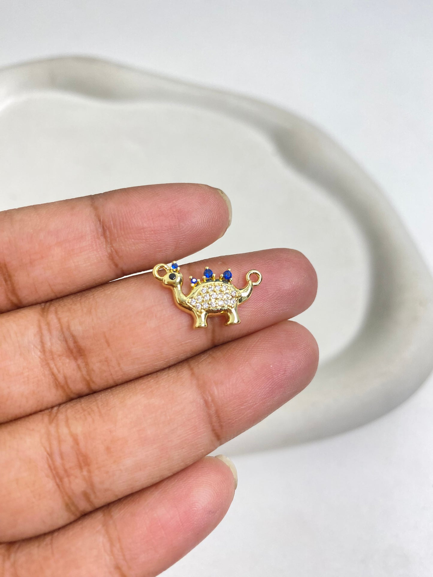 SS 1096 Dinosaur Zircon Charm 18k Gold plated ( 1 pc ) Anti tarnish ( 18:12 mm )