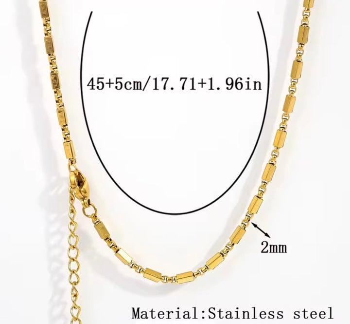 RC 70 Box Ready made chain 18k Gold PVD plated 316 Stainless steel ( 1 pc ) Anti tarnish ( 1.5 mm ) with extension