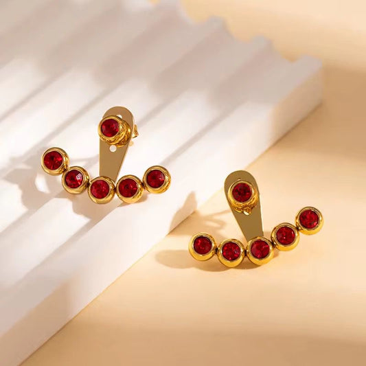 SJ 1193 zircon stone earring - 18k Gold PVD plated stainless steel - Anti tarnish