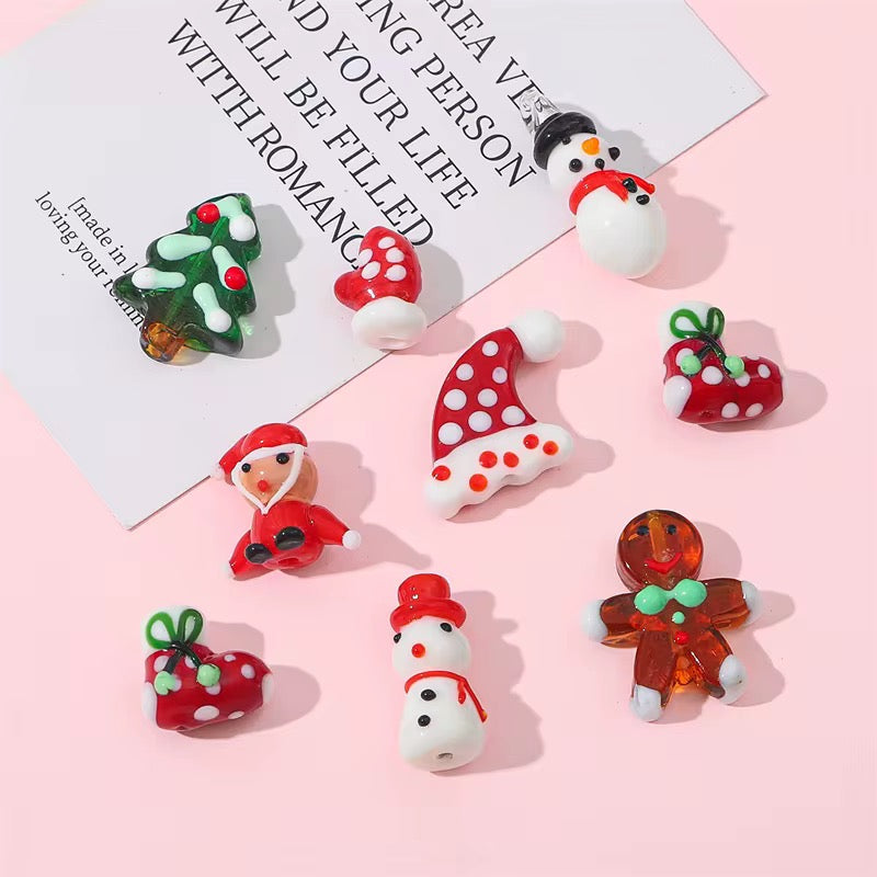 BBB 254 (b) Ginger bread man Christmas Hand painted glass bead ( 1 pc ) Big Lampwork Bead ( 24:28 mm )
