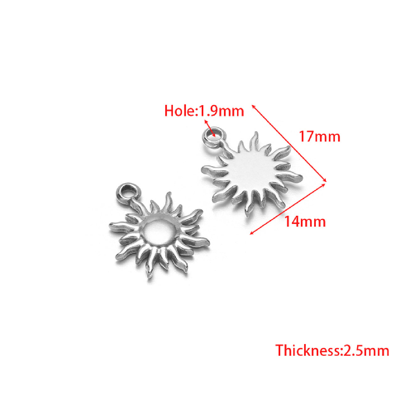 SS 2918 Sun Charm Silver plated stainless steel ( 1 piece ) Anti tarnish