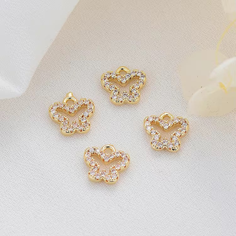 SS 2162 Butterfly Zircon 14k gold plated charm ( 1 pc ) Anti tarnish