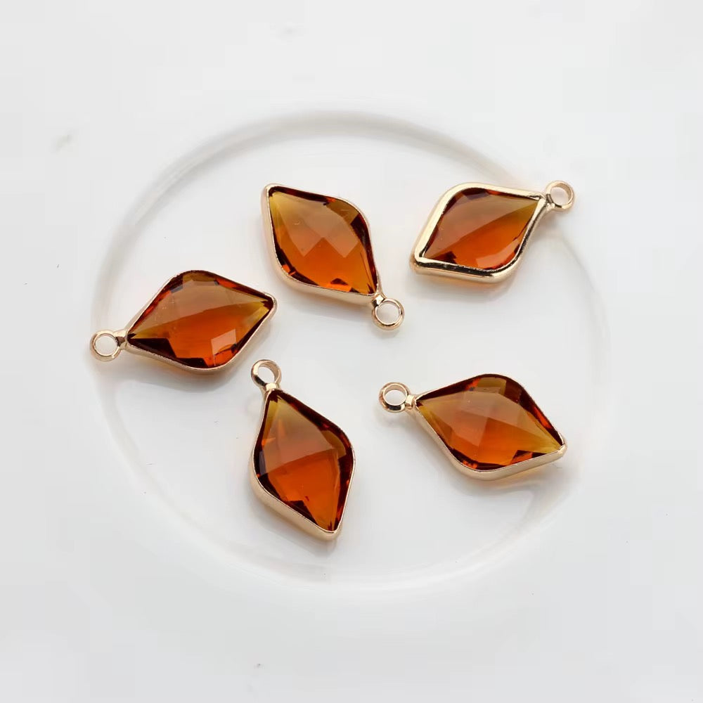 BBB 142 (g) Orange Diamond zircon charm ( 1 pc ) Anti tarnish ( 17:9 mm )