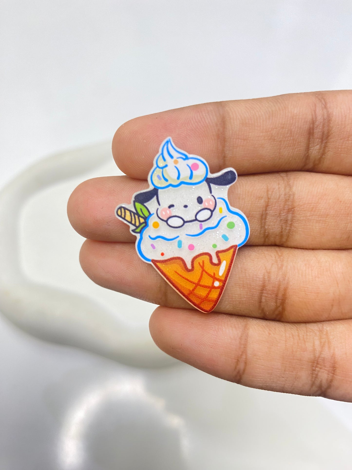 BBB 088 (e) Pochacco Ice Cream Cone flat acrylic charm ( 1 pc )