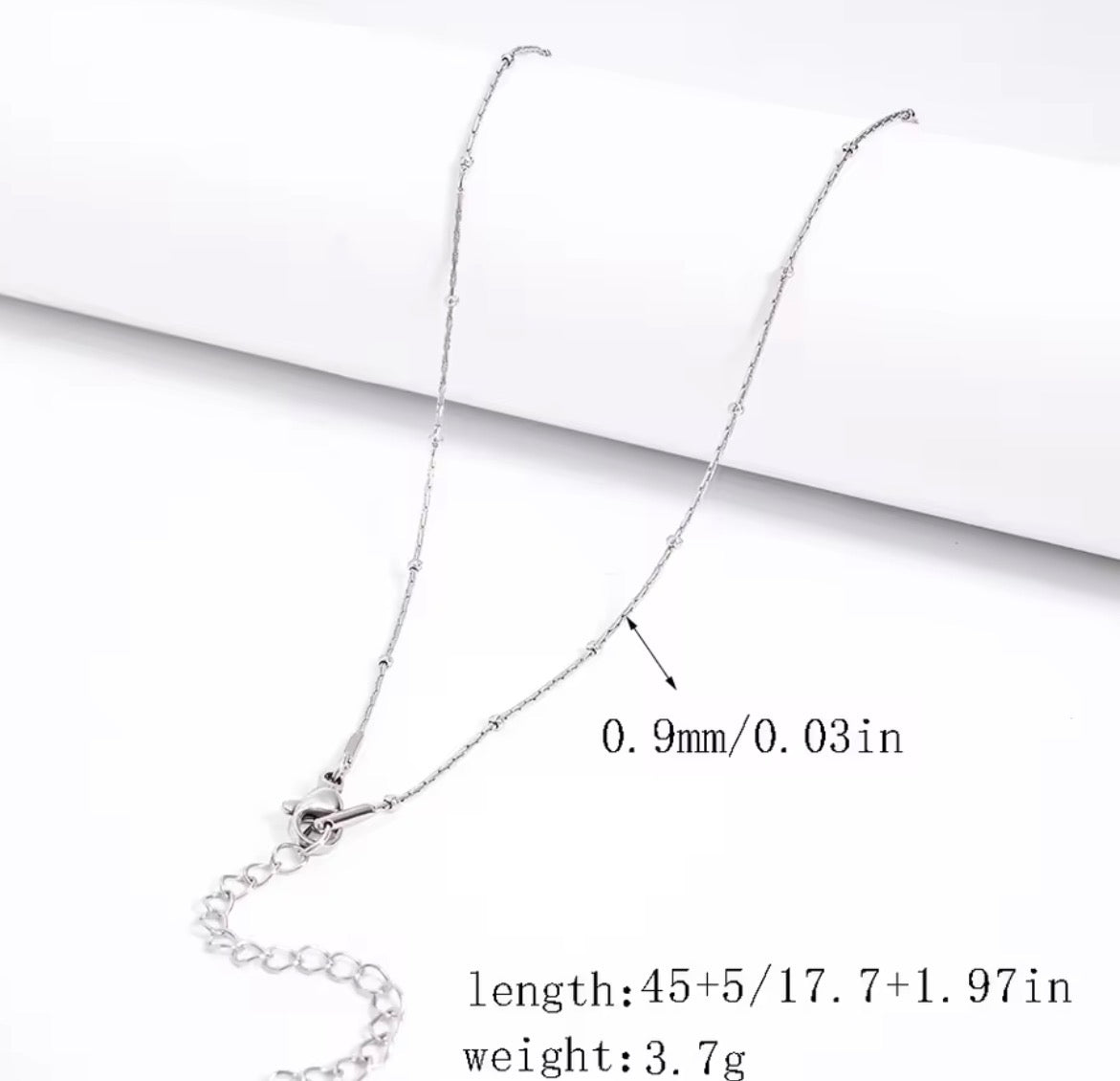 RCS32 Snake Link Bead Ready made chain with extension (1 pc ) Silver PVD