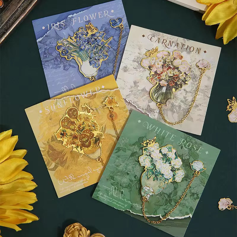 PK 36 Iris Flower Floral Bouquet Metal Bookmark ( 1 pc ) Imported Premium Quality