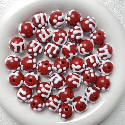 AB43 Snow Hand painted UV Plated Acrylic Bead ( 1 pc ) ( 16 mm )