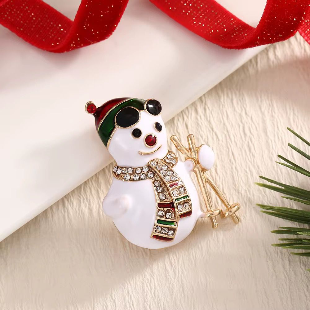 BR 74 Snowman Christmas Zircon Brooch ( 1 PC ) Anti Resistant