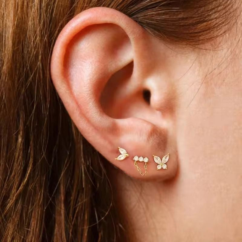 STJ02A Butterfly Whisper Ear 6 piece (pair) Set 18k gold copper plated