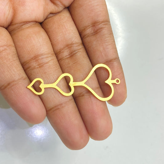 BC03H heart drop charm (1 PC) RAW BRASS
