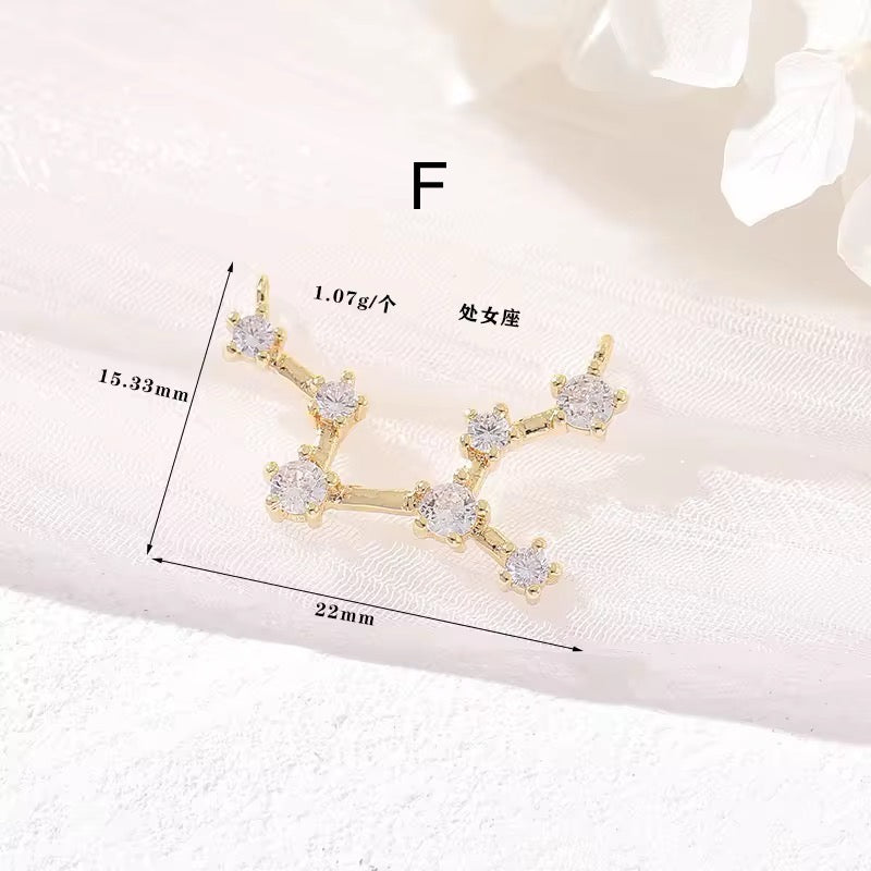 CZ 2383 Constellation singns Zircon 14k gold plated charm ( 1 pc ) - anti tarnish