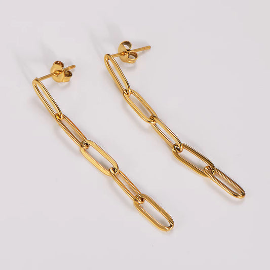 SS 2812 Paper clip studs - 18k gold plated stainless steel ( 2 pc ) anti tarnish