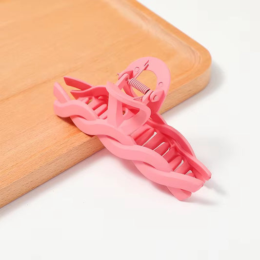 HA 03 (a) Pastel Pink Large Braided Hair Claw Clip ( 1 pc )