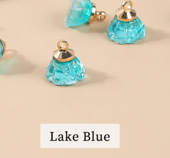 GB 1567 lake blue lotus glass pendant- per piece