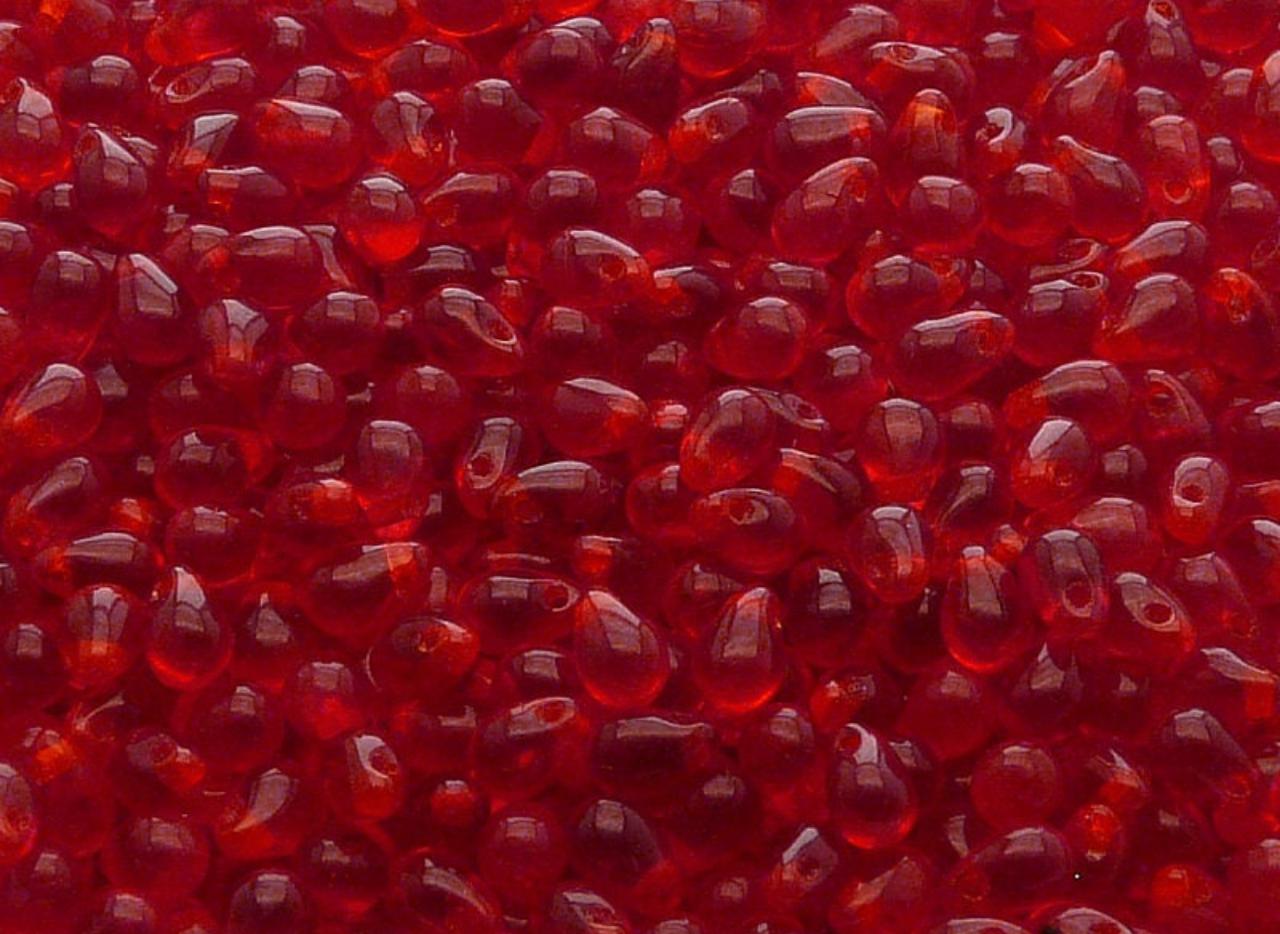 BBB 107 (F) Czech pressed Glass Teardrop Beads Ruby- (1PC)