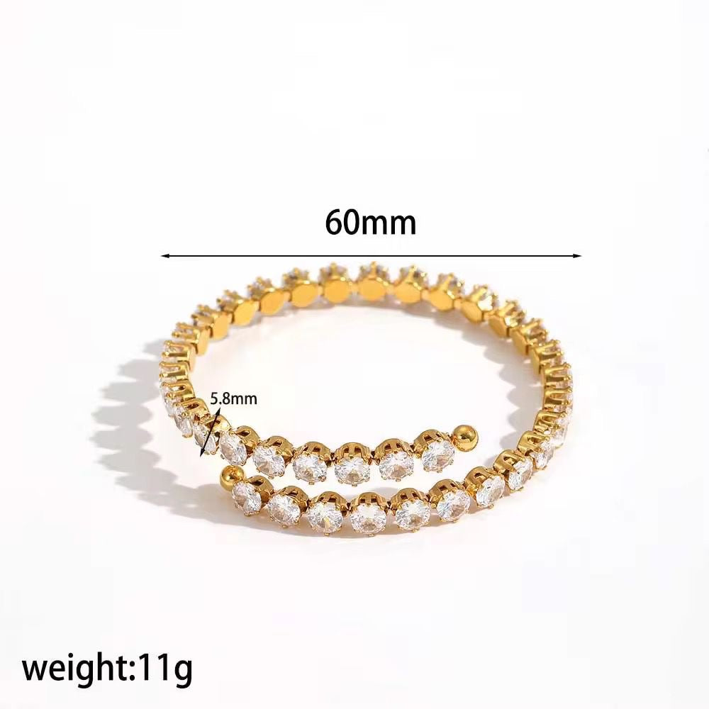 SJ 1142 Zircon Bracelet - 18k Gold PVD plated stainless steel - Anti tarnish