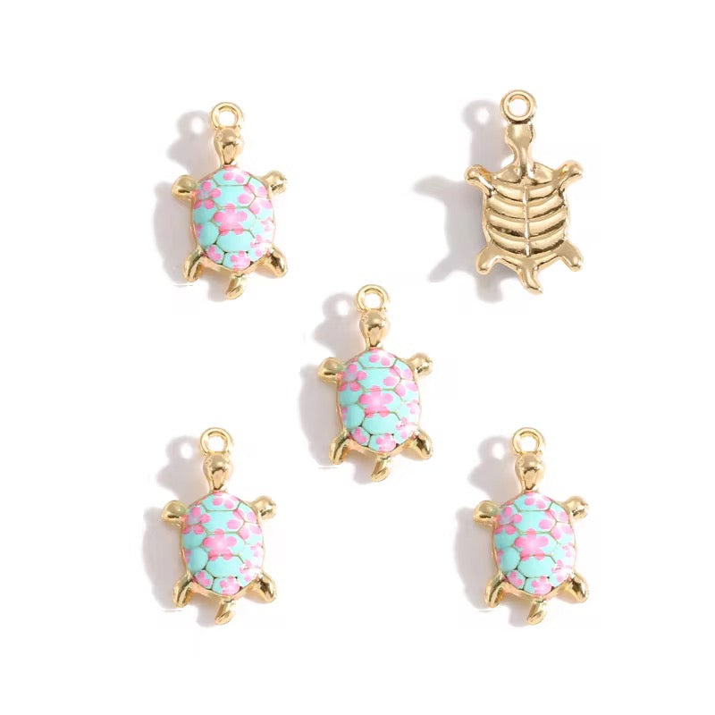 BBB 358 (c) Turtle Ocean enamel Connector charm ( 1 pc ) High quality shine ( 14:24 mm )