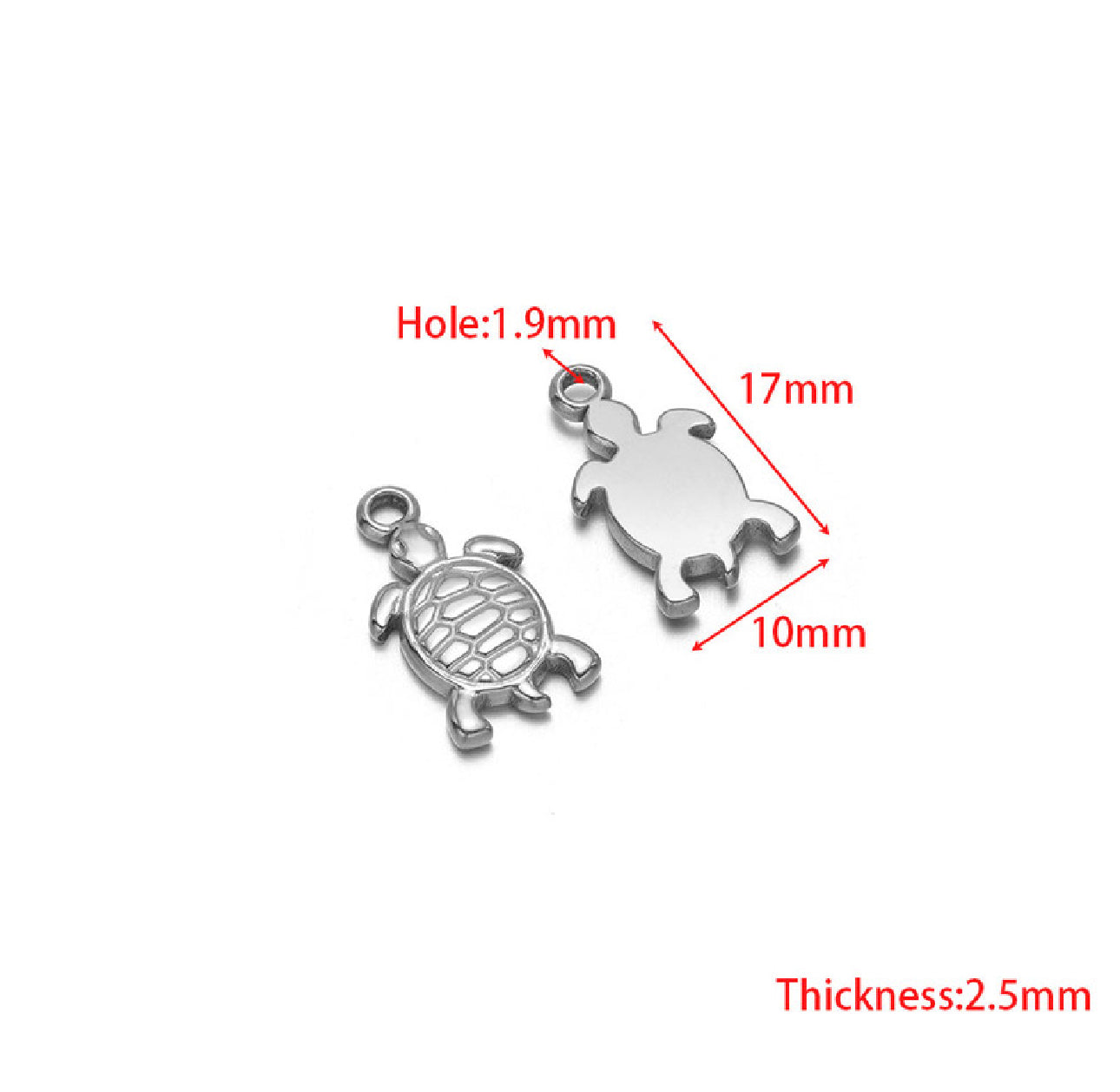 SS 2916 Turtle Charm Silver plated stainless steel ( 1 piece ) Anti tarnish