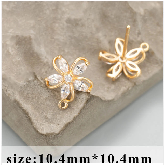 SS 555 Zircon crystal stud gold plated