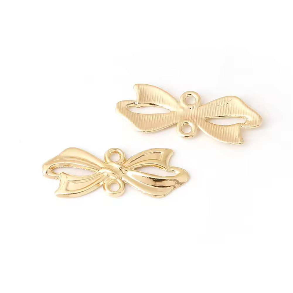 SS 1313 Bow Connector 14k gold plated charm ( 13:3 mm ) Tarnish Resistant ( 1 pc )