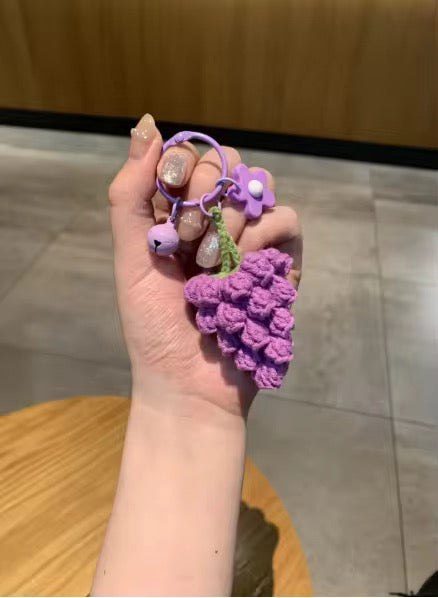 PK 80 Grapes Cute Fruit 3D wool Plush Toy Keychain ( 1 pc ) Imported Premium Quality