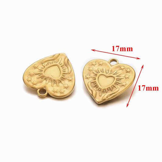 SC03L Heart charm 18k Gold PVD plated 316 Stainless Steel ( 1 pc ) Anti tarnish ( 17 mm )