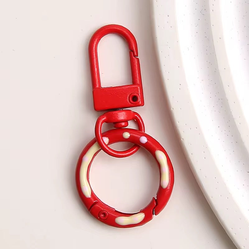 BBB 233 (f) Red Candy baked paint Donut Buckle O Ring Keychain Clasp ( 1 pc ) Spring Clasp Key Ring ( 5.1:2.4 cm ) High Quality Alloy
