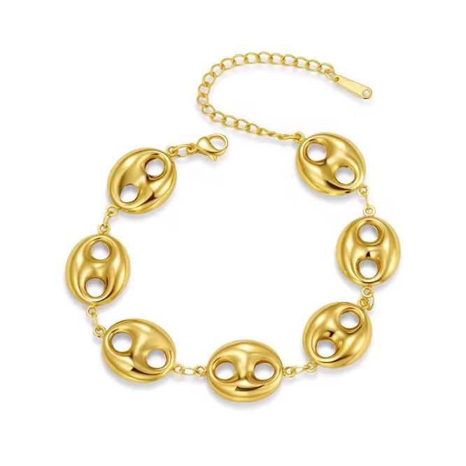 BSJ09F Chunky Charm Bracelet - 18k Gold PVD plated 316 stainless steel - Anti tarnish