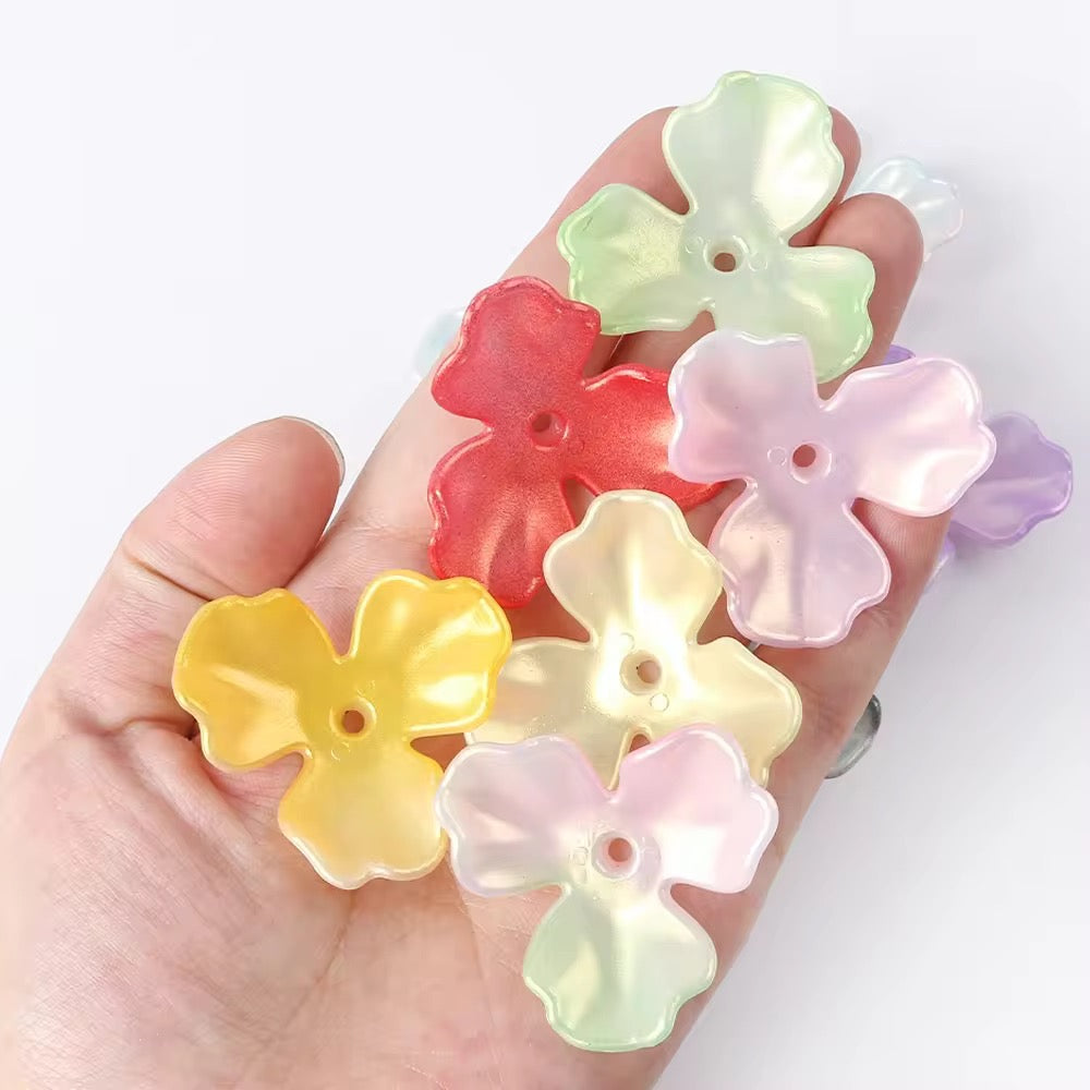 BBB 023 large petals gold plated luminous Acrylic bead cap ( 1 pc )