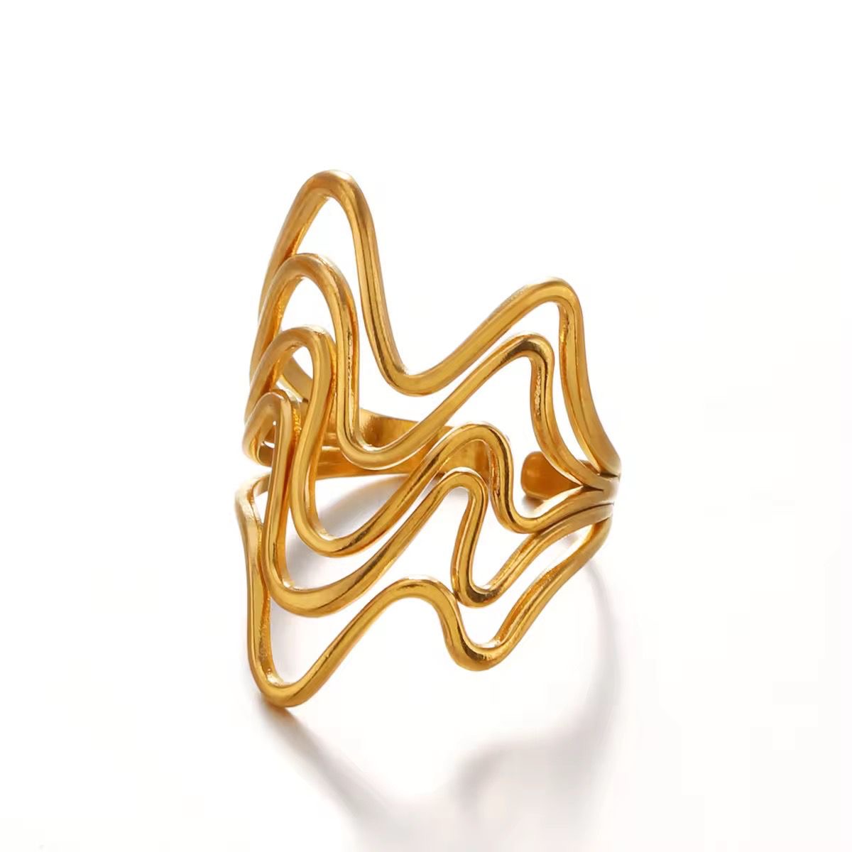 SJ 606 wavy ring adjustable - 18k Gold PVD plated stainless steel - Anti tarnish
