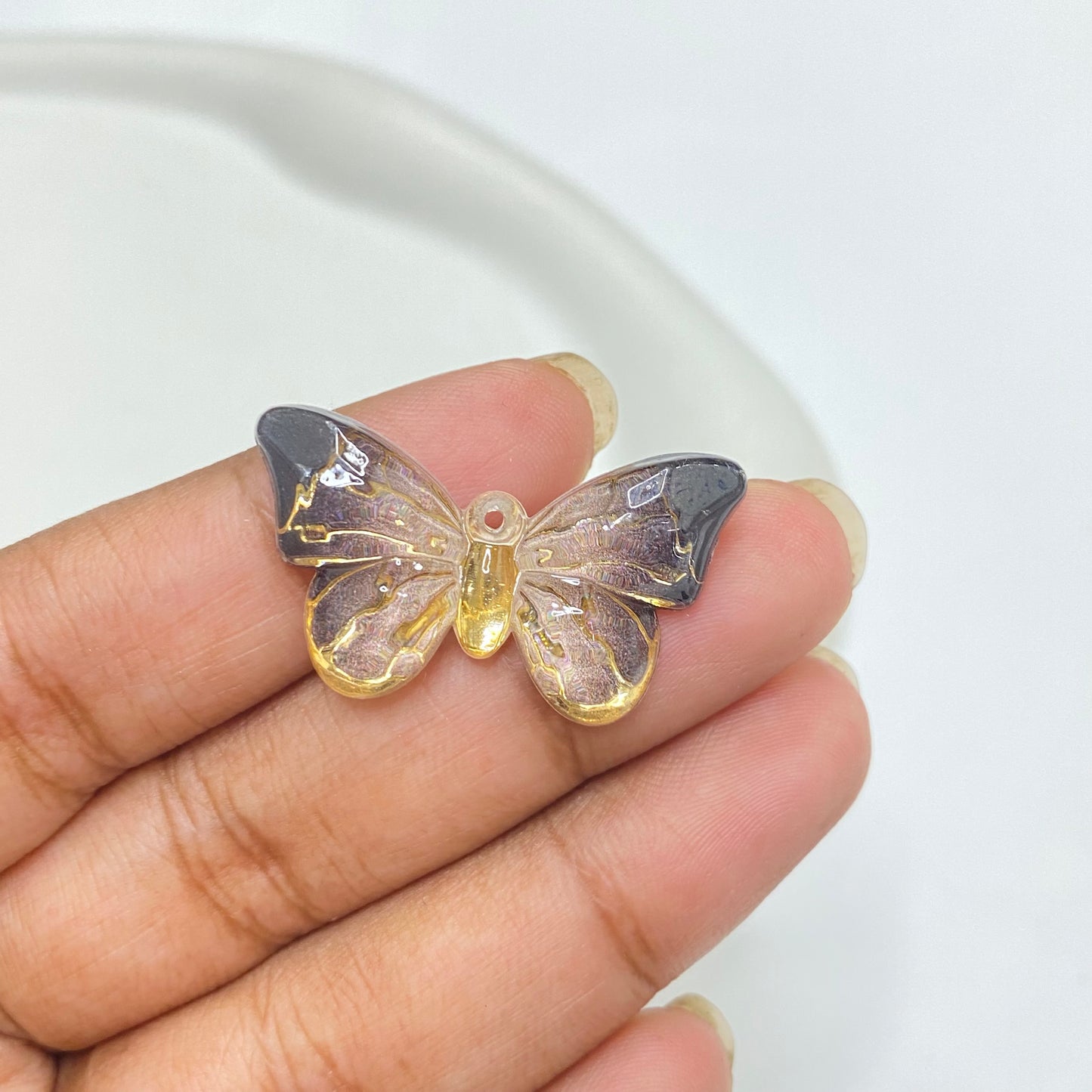 BBB 50 (g) black butterfly Luminous shiny Acrylic bead ( 1 pc )