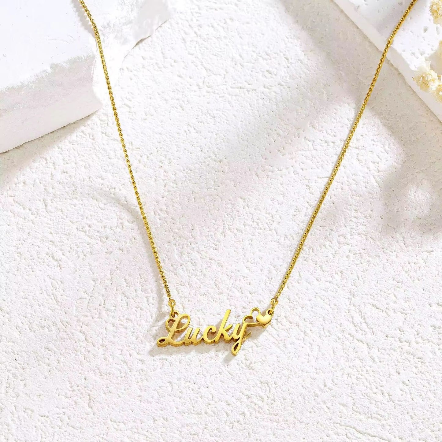 SJ 575 lucky letter necklace - 18k Gold PVD plated stainless steel - Anti tarnish