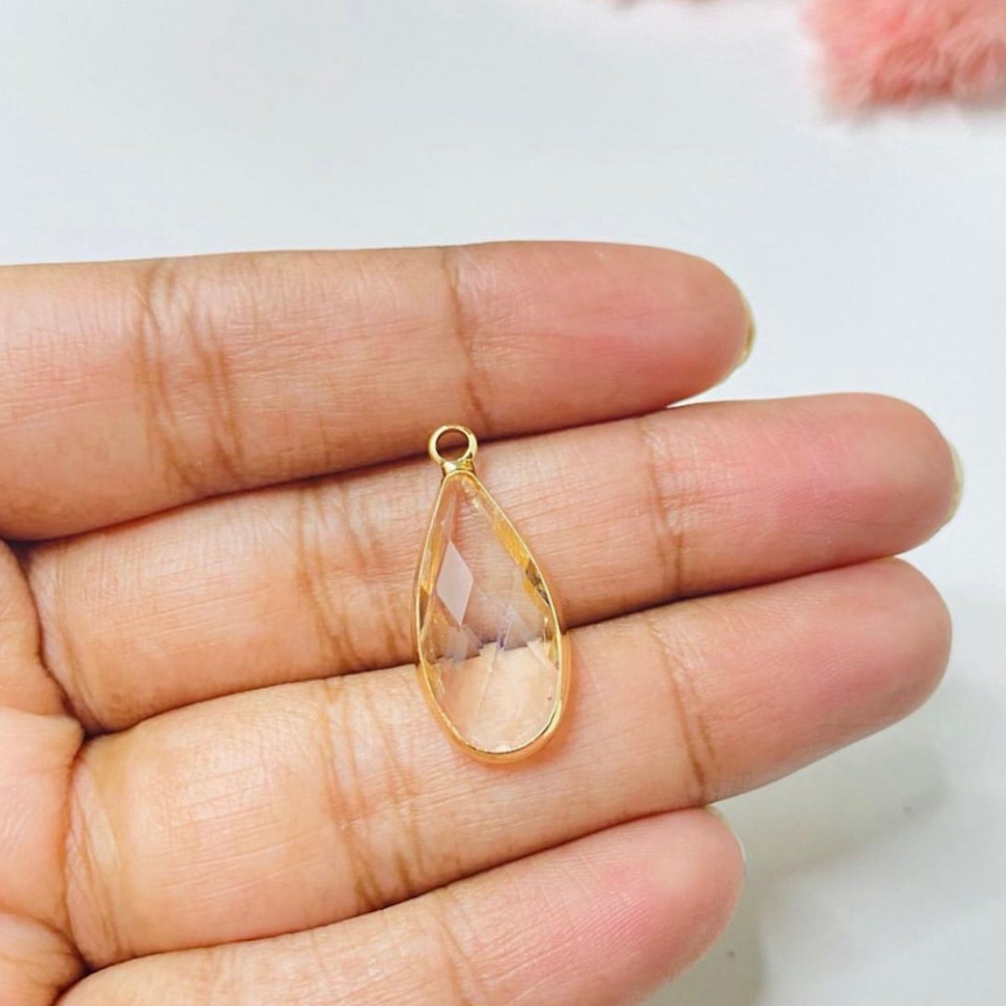 SS 492 clear drop crystal charm - per piece - anti tarnish