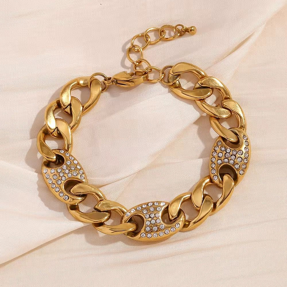 SJ 977 Chunky Zircon Unisex Bracelet - Premium jewellery- 18k Gold PVD plated stainless steel - Anti tarnish