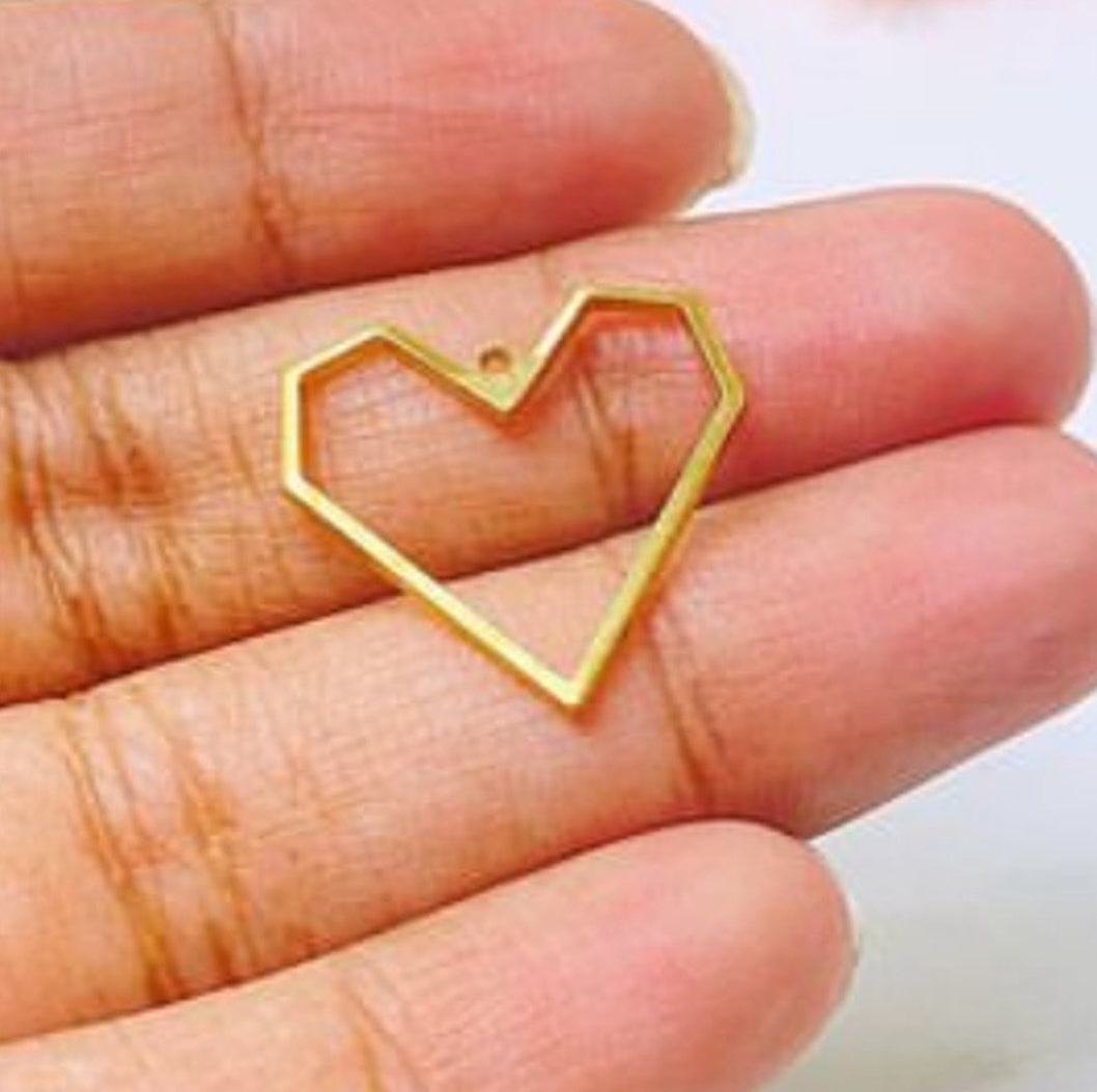 SS 3 Hollow Heart charm