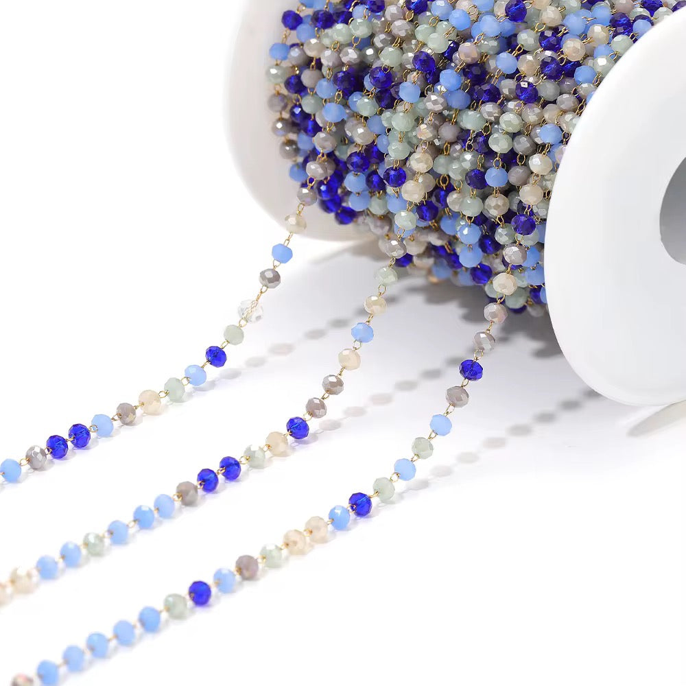 CN 364 Dark Blues dual toned crystal 18k gold PVD plated 316 Stainless steel chain ( 1 feet ) Anti tarnish