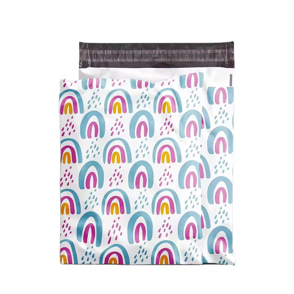 Rainbow Poly Mailer Bag - Waterproof & Double Sided - Designer Premium Packaging ( 10:13 inch )