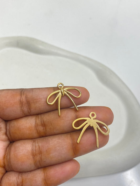 SS 2426 - Ribbon bow charm 18k gold PVD plated Stainless steel ( 1 pc ) Anti tarnish