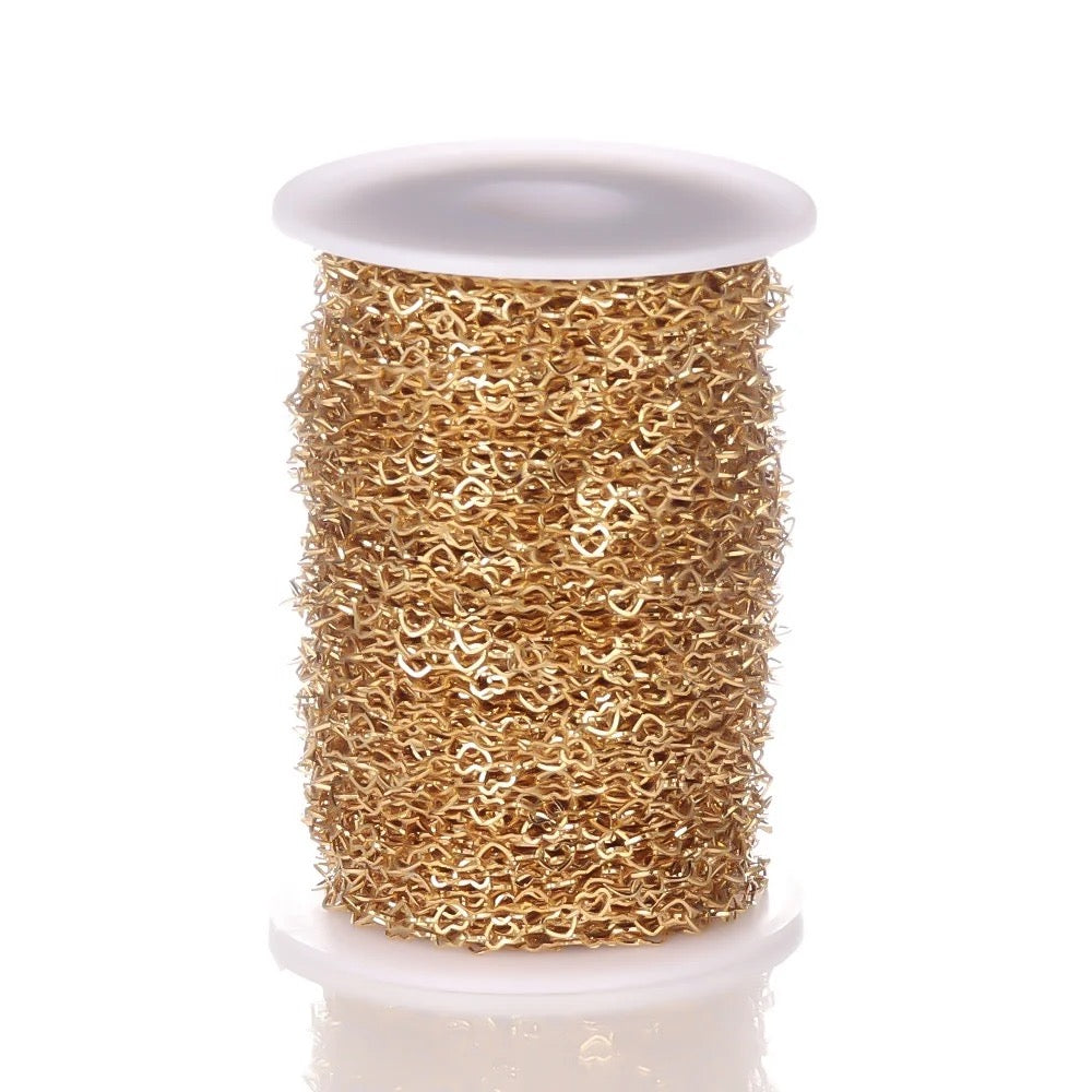 CN 238 Heart link gold Stainless steel chain ( 1 feet ) Anti tarnish