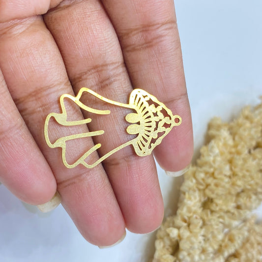 BC02W Halloween mushroom charm (1 pc) raw brass