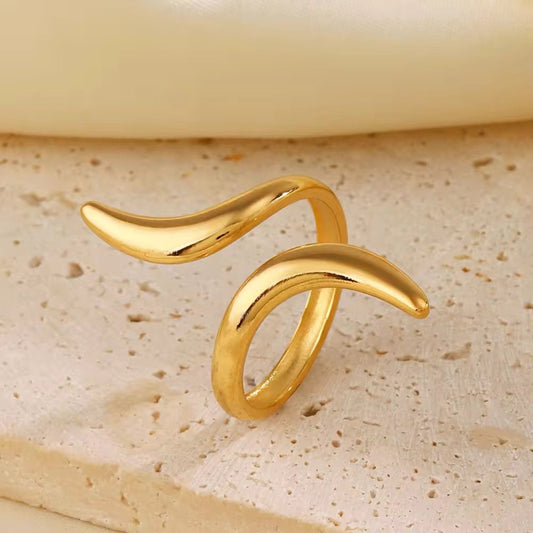 SJ 603 Abstract Snake ring adjustable - 18k Gold PVD plated stainless steel - Anti tarnish