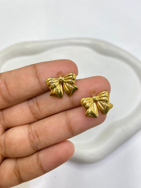 SS 2437 - Bow charm 18k gold  plated Stainless steel ( 1 pc ) Anti tarnish
