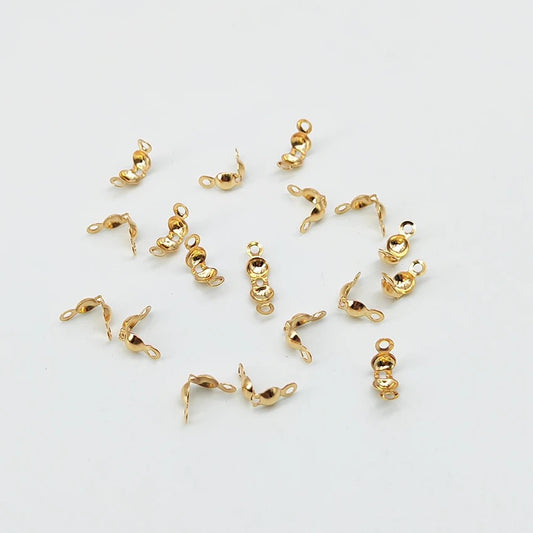 SS 1019 - Calotte end crimp bead clasp 18k gold plated stainless steel ( 1 pc ) Anti tarnish
