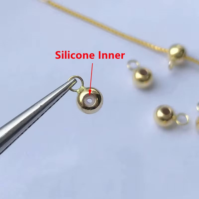 SS 2961 18k Gold Plated Positioning Spacer bead with silicone stopper and loop ( 1 pc ) Anti tarnish ( 3 mm )