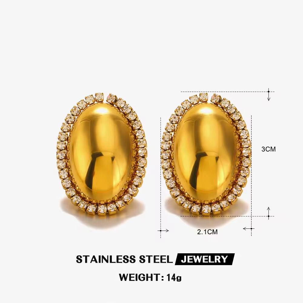 SJ 490 Zircon Oval earring
- 18k Gold PVD plated stainless steel - Anti tarnish - Wholesale