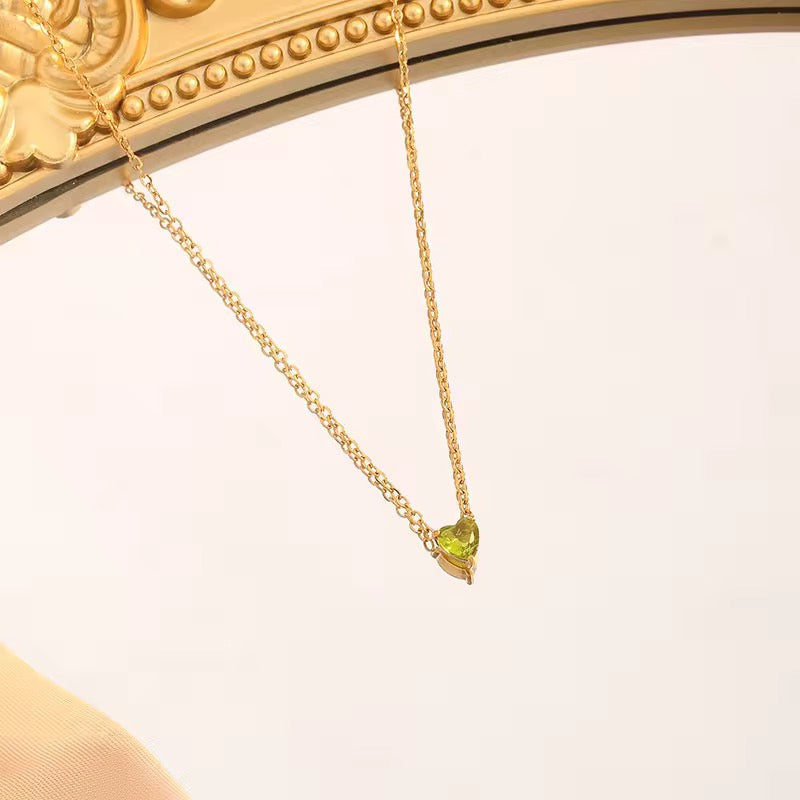 SJ 354 Zircon Heart Necklace - 18k gold plated stainless steel - Anti tarnish - Wholesale