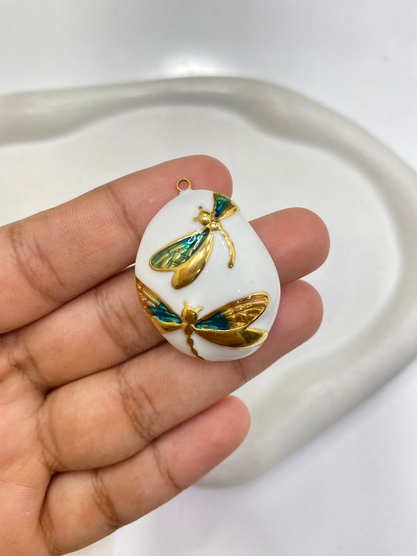 SS 2454 - dragon fly charm vintage style 18k gold plated Stainless steel ( 1 pc ) Anti tarnish